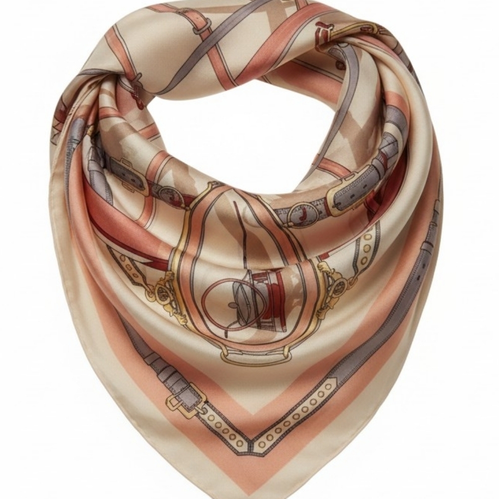 Elegant Silk Scarf with Equestrian Print